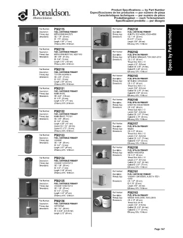 Spare parts DONALDSON cross-references