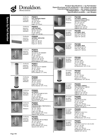 Spare parts DONALDSON cross-references