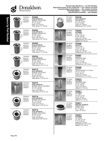 Spare parts DONALDSON cross-references