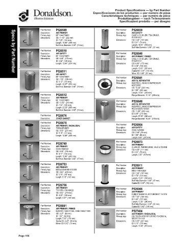 Spare parts DONALDSON cross-references