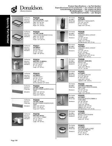 Spare parts DONALDSON cross-references