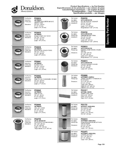 Spare parts DONALDSON cross-references