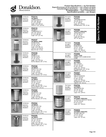 Spare parts DONALDSON cross-references