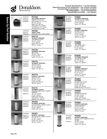 Spare parts DONALDSON cross-references