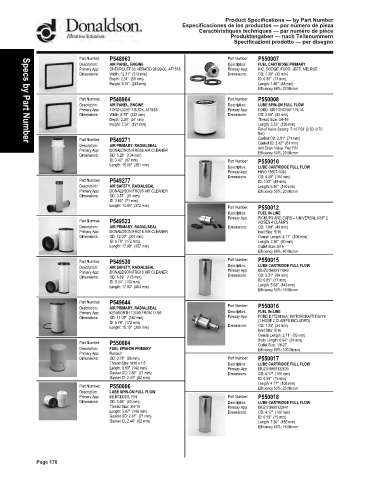 Spare parts DONALDSON cross-references