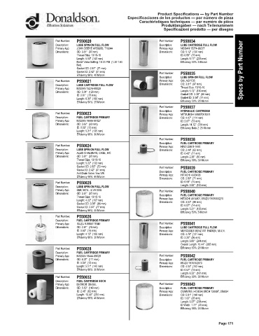 Spare parts DONALDSON cross-references