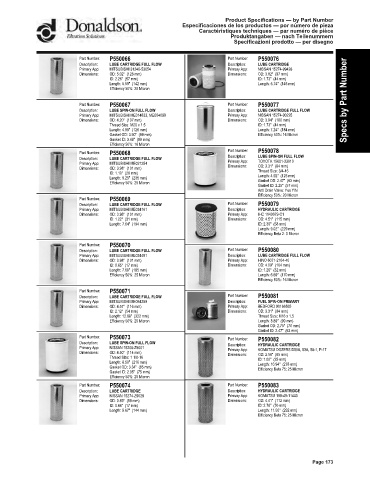 Spare parts DONALDSON cross-references