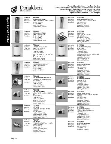 Spare parts DONALDSON cross-references