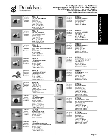 Spare parts DONALDSON cross-references