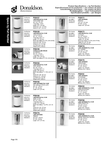 Spare parts DONALDSON cross-references