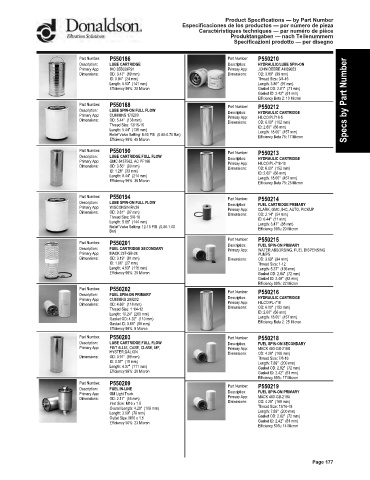 Spare parts DONALDSON cross-references