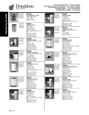 Spare parts DONALDSON cross-references