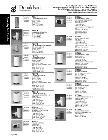 Spare parts DONALDSON cross-references