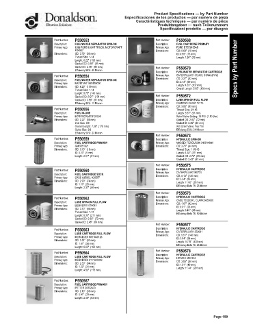 Spare parts DONALDSON cross-references