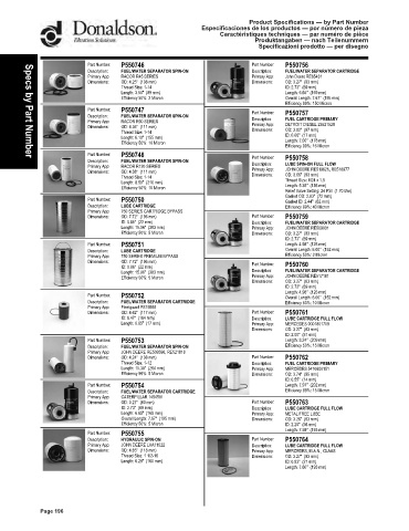 Spare parts DONALDSON cross-references