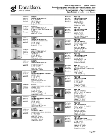 Spare parts DONALDSON cross-references