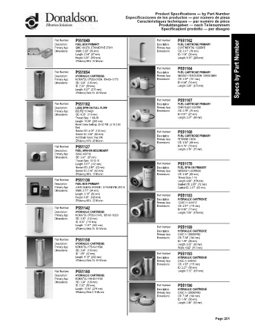 Spare parts DONALDSON cross-references