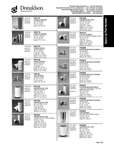 Spare parts DONALDSON cross-references