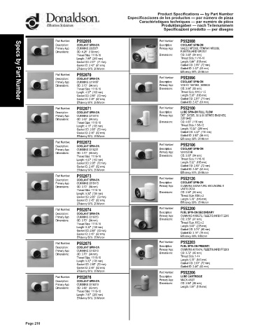 Spare parts DONALDSON cross-references