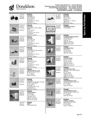 Spare parts DONALDSON cross-references