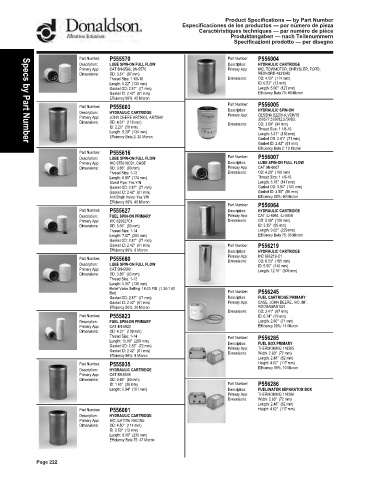 Spare parts DONALDSON cross-references