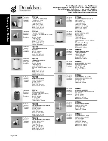 Spare parts DONALDSON cross-references