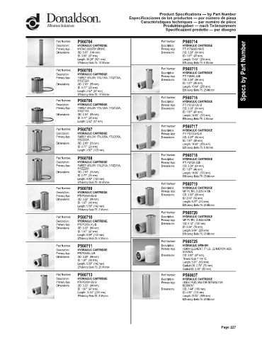 Spare parts DONALDSON cross-references