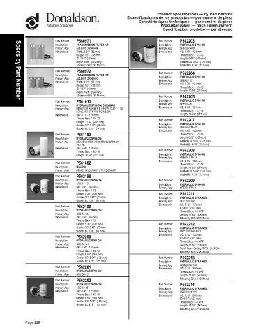 Spare parts DONALDSON cross-references