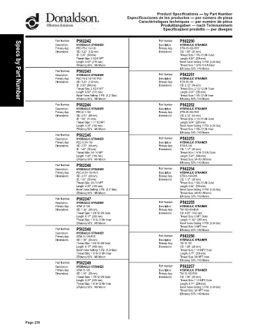 Spare parts DONALDSON cross-references