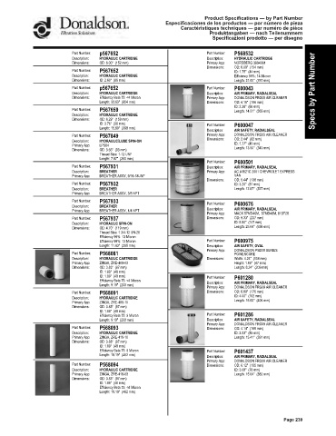 Spare parts DONALDSON cross-references