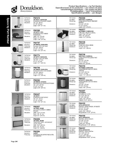 Spare parts DONALDSON cross-references