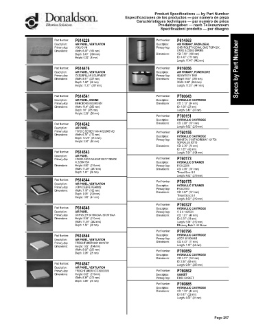 Spare parts DONALDSON cross-references