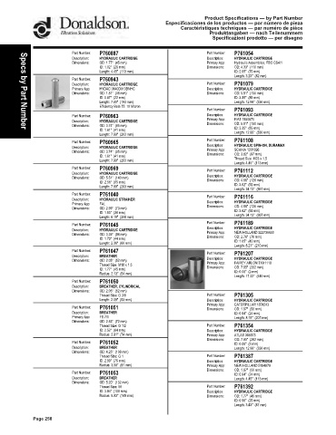 Spare parts DONALDSON cross-references