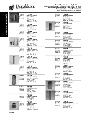 Spare parts DONALDSON cross-references