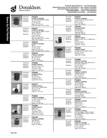 Spare parts DONALDSON cross-references