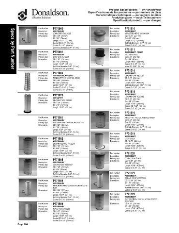 Spare parts DONALDSON cross-references