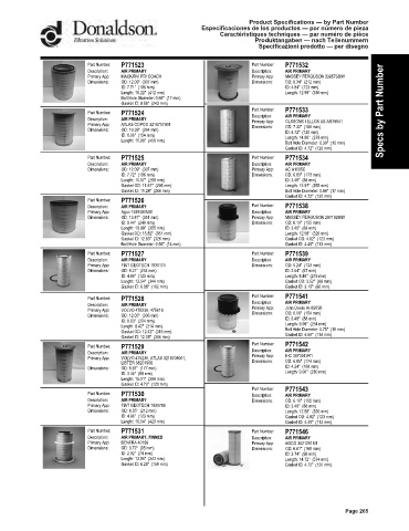 Spare parts DONALDSON cross-references