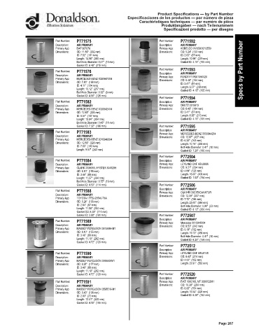 Spare parts DONALDSON cross-references