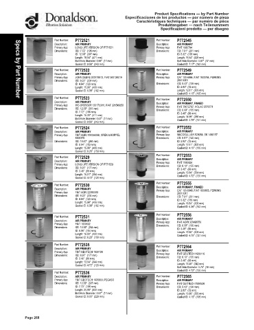 Spare parts DONALDSON cross-references