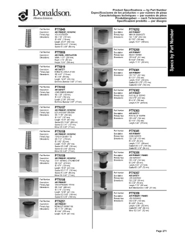 Spare parts DONALDSON cross-references