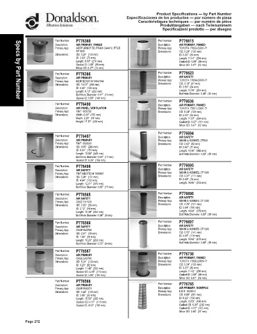 Spare parts DONALDSON cross-references