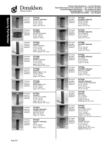 Spare parts DONALDSON cross-references