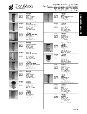 Spare parts DONALDSON cross-references