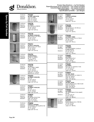 Spare parts DONALDSON cross-references