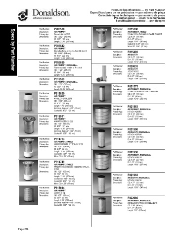 Spare parts DONALDSON cross-references