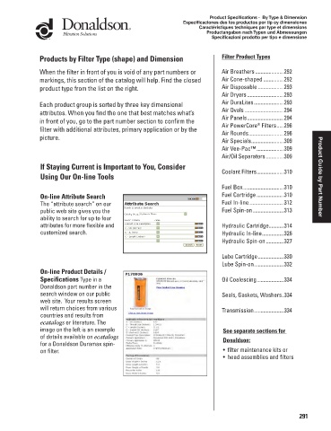 Spare parts DONALDSON cross-references