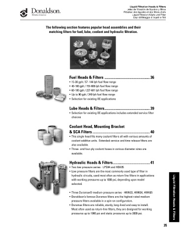 Spare parts DONALDSON cross-references