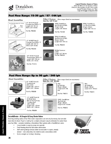 Spare parts DONALDSON cross-references