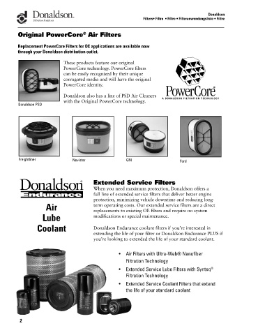 Spare parts DONALDSON cross-references