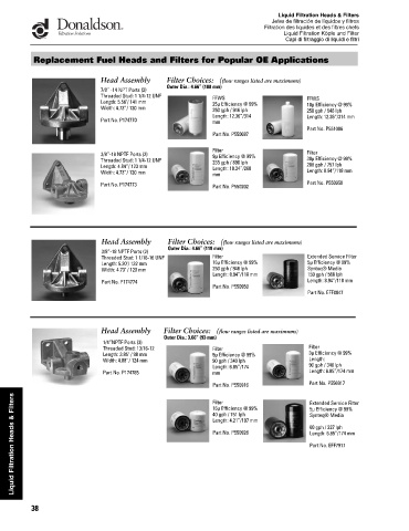 Spare parts DONALDSON cross-references